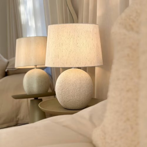 Stone Ceramic Drum Shade Table Lamp