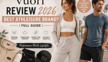 Vuori athleisure clothing on model, coastal California activewear brand