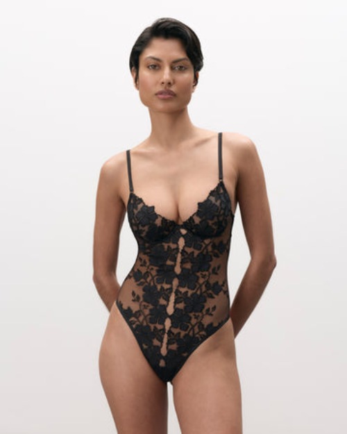 Alara Floral Sheer Bodysuit Black
