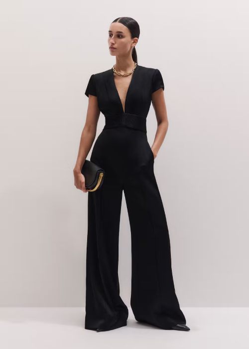 Pintuck Wide-Leg Jumpsuit