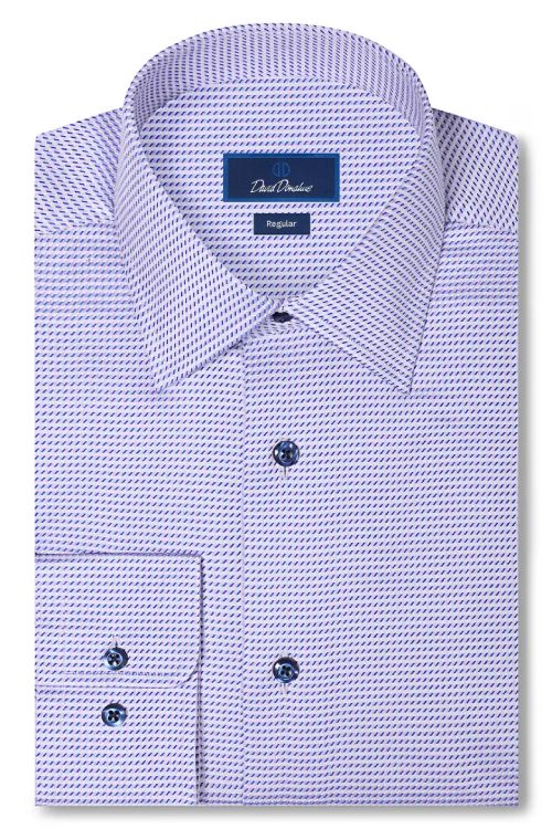 Regular Fit Geo Pattern Cotton Dobby Dress Shirt
