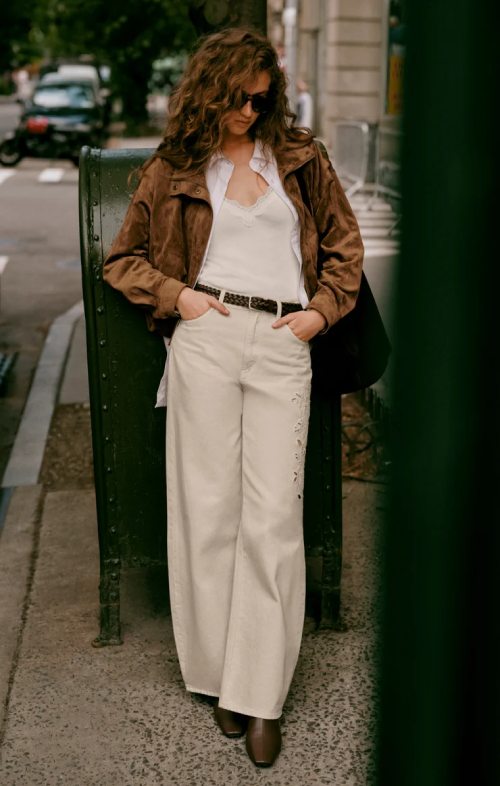 THE SHOW OFF HIGH-RISE BOWED DENIM