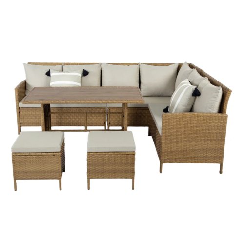 Wicker 7 - Person Garden Lounge Set with Cushions

