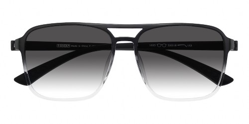 Aviator Black/Crystal Sunglasses with Gray Gradient Tinted Lenses - SUP2030