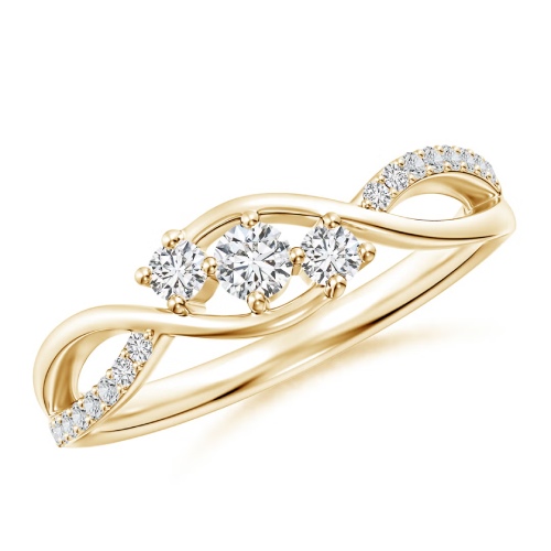 Diamond Infinity Twist Three Stone Bypass Ring
