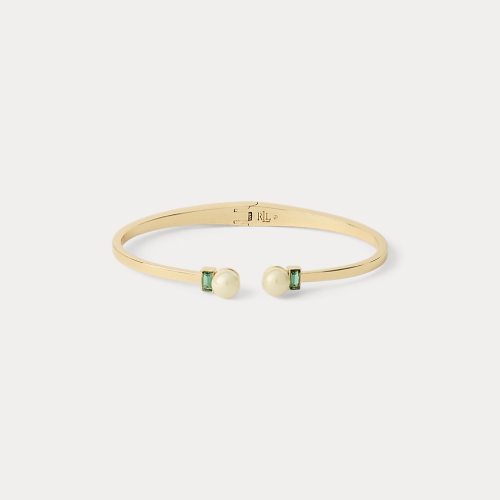 Gold-Plated Stone Cuff Bracelet
