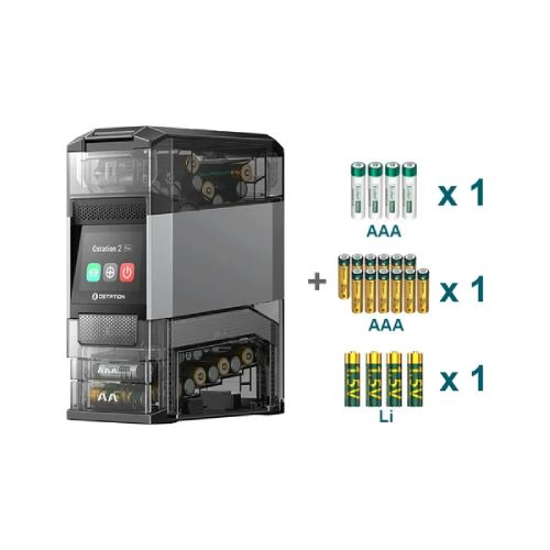 Ostation 2 Series 3-in-1 Smart Battery Hub for AA & AAA Rechargeable Ni-MH & Li-ion Batteries Bundle
