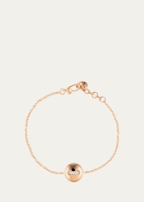 Pom Pom Dot 18K Rose Gold Diamond and Turquoise Chain Bracelet